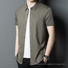 2021 Summer New Men's Shirt Bamboo Fiber Short-Sleeved Fashion Cotton